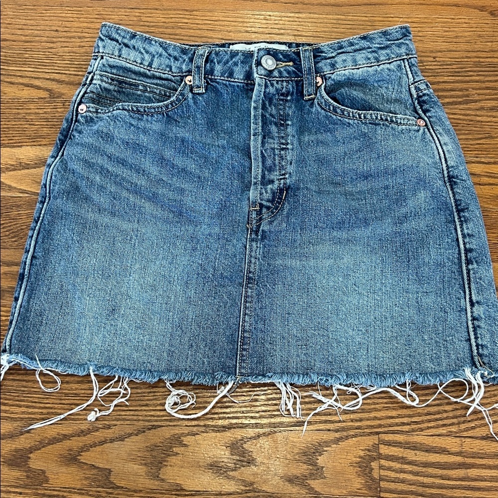 We The Free Denim Skirt Women’s 25 Blue Frayed Mini Distressed Festival - Picture 1 of 11